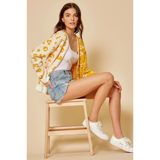 Hello Leopard Colorblock Cardigan