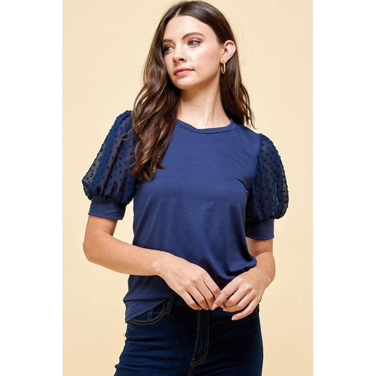 Navy Swiss Dot Blouse