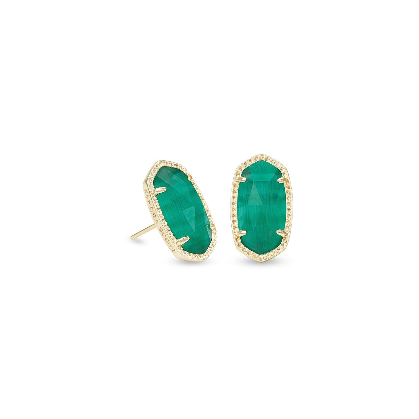 KS Betty Earrings in Emerald Cat's Eye Gold
