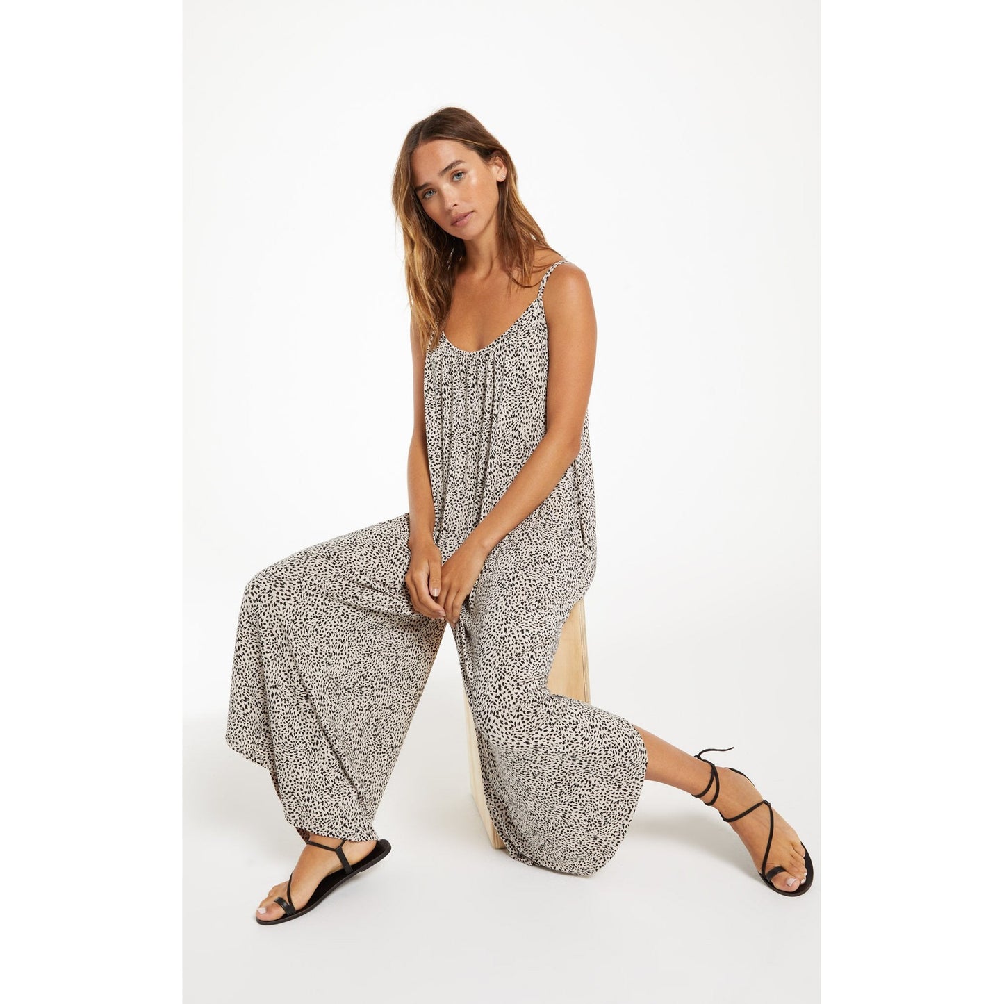 Mini Leopard Jumpsuit in Sandshell