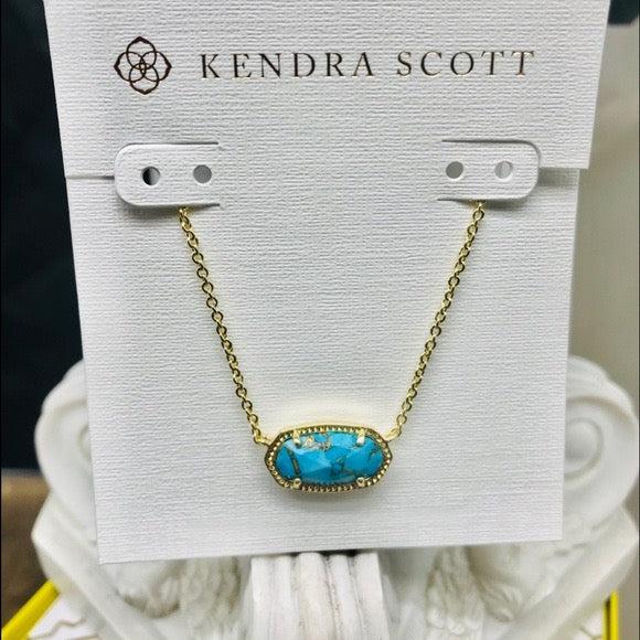 Elisa Necklace Gold Bronze Veined Turquoise