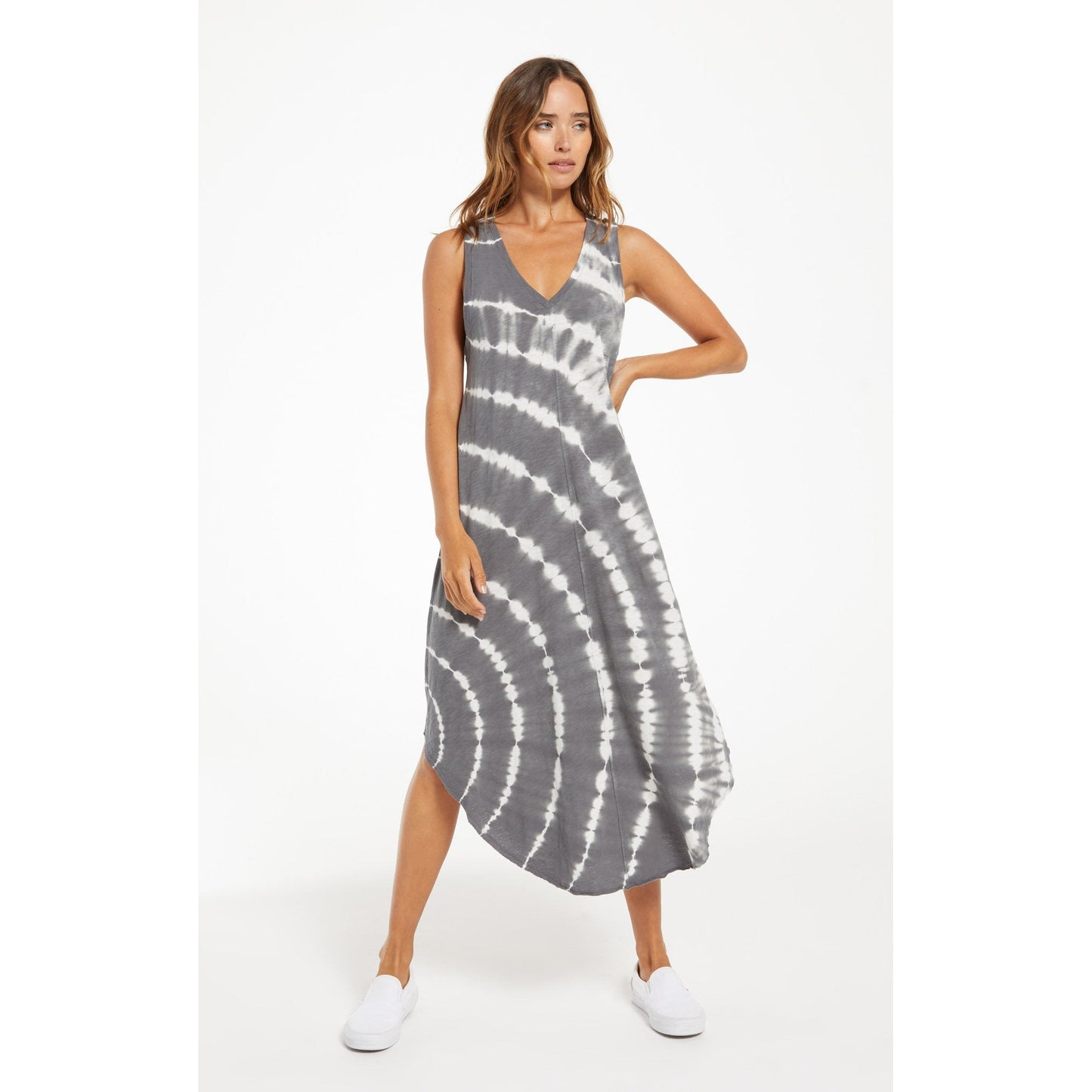Reverie Spiral Tie-Dye Dress in Charcoal