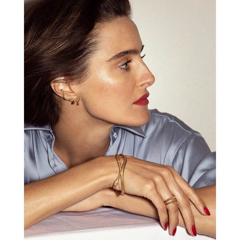 Phoenix Ear Climber Earrings In Vintage Gold