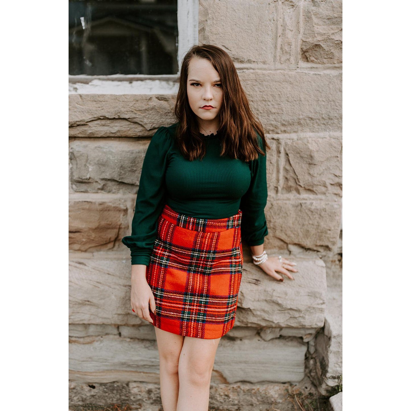 Margie Red Plaid Skirt