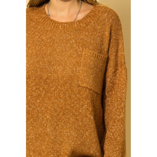 Drop Shoulder Pocket Sweater