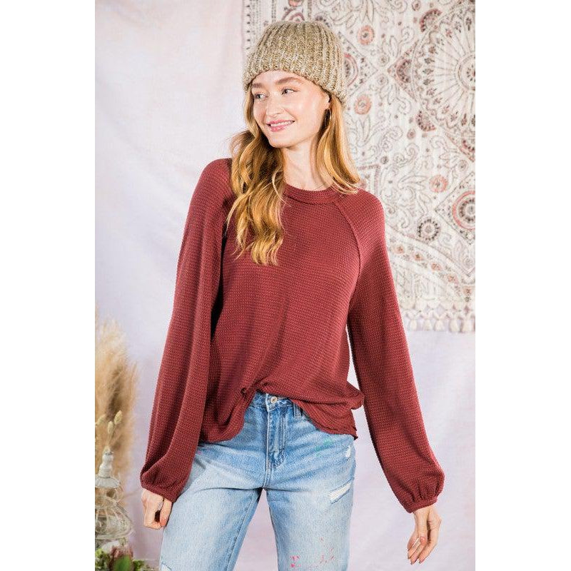 Solid Waffle Knit Top