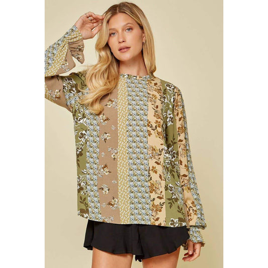Olive Multi Floral Print Blouse