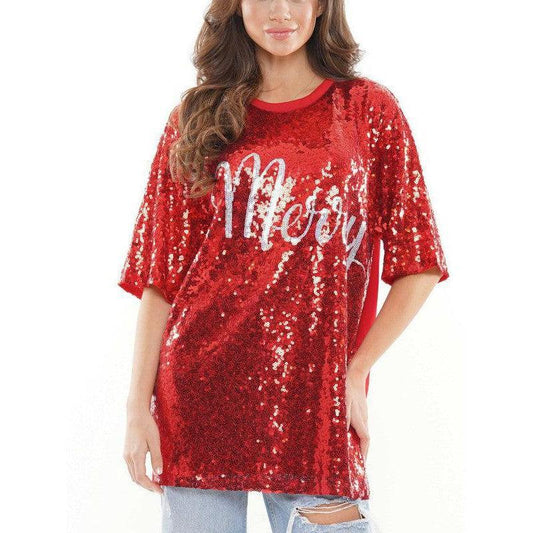 Merry Sequin T Shirt Dress