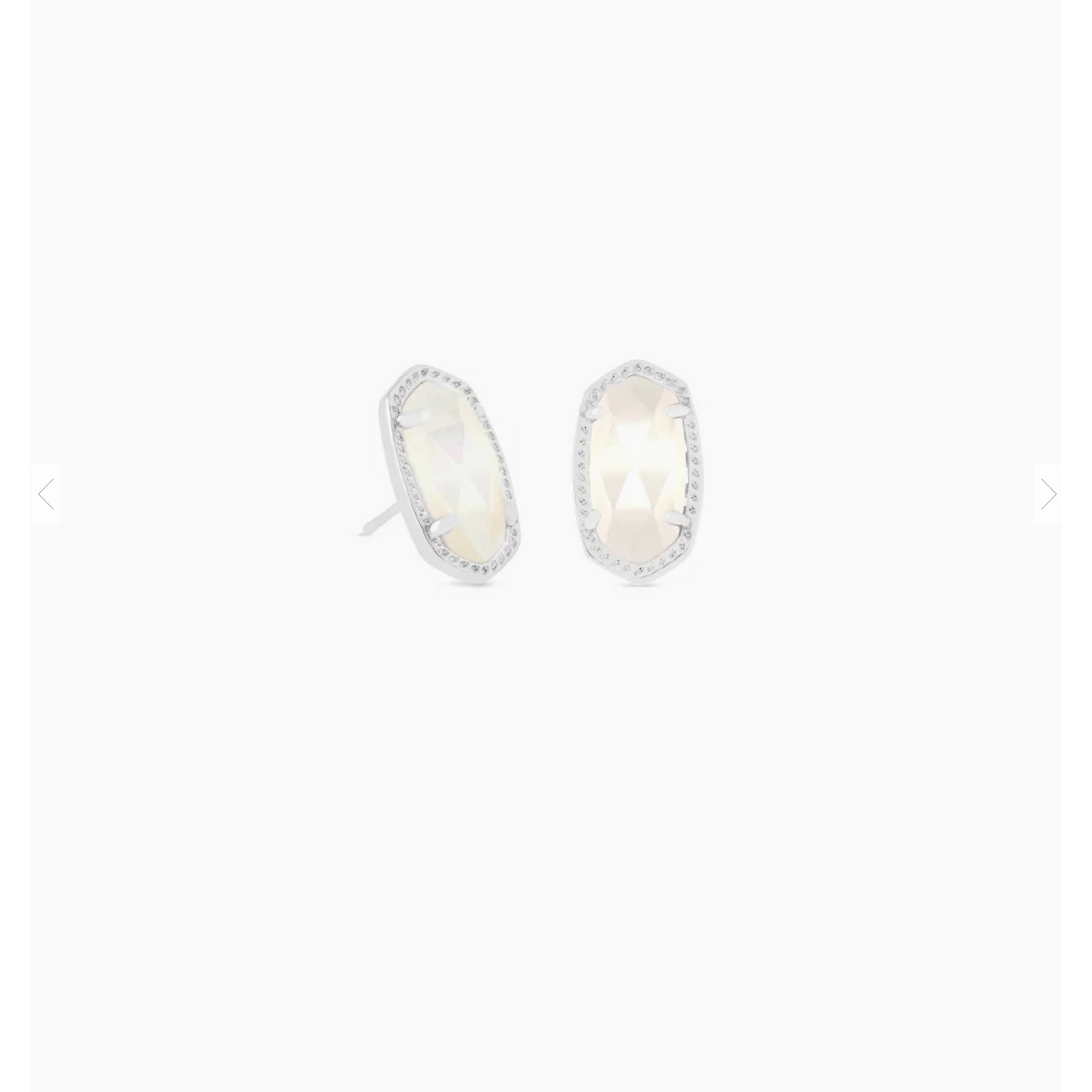 Ellie Rhodium Stud Earrings In Ivory Mother-Of-Pearl