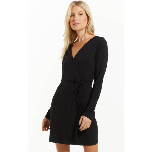 Chloe Wrap Mini Dress In Black