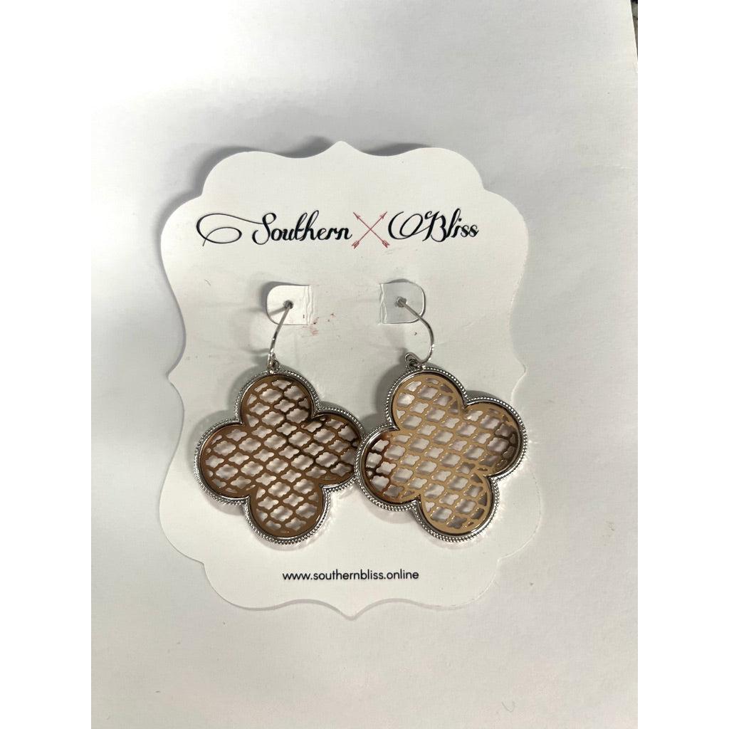 Mixed Metal Clover Earrings