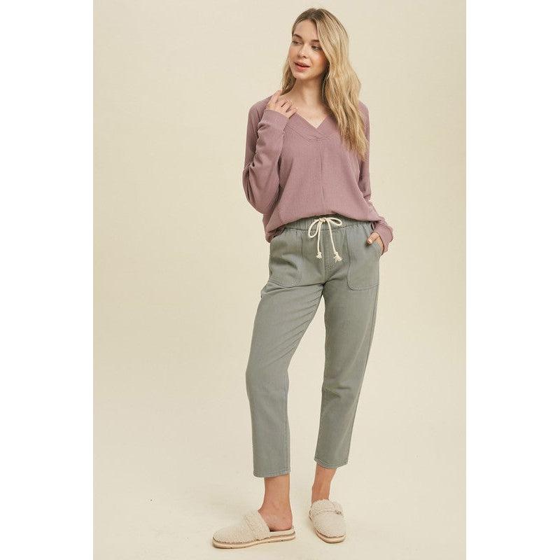 Mint Denim Drawstring Pants