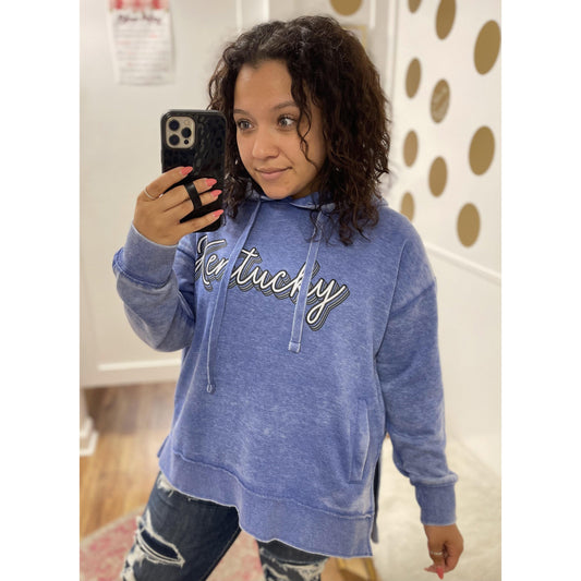 Curvy Kentucky Blue Hooded Long Sleeve