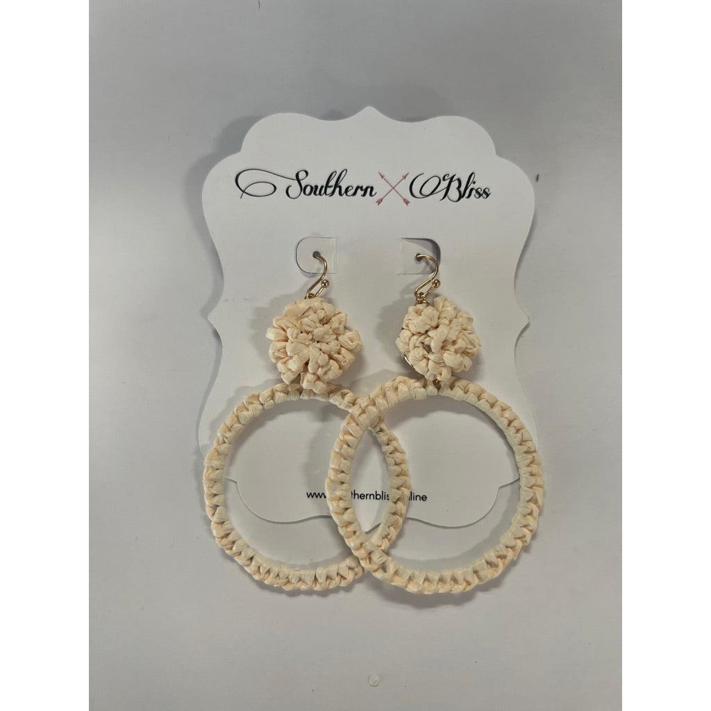 Straw Cream Circle Earring