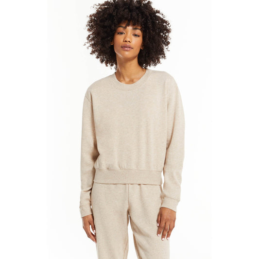 Classic Crew Sweatshirt In Heather Latte