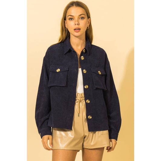 Navy Chord Shacket