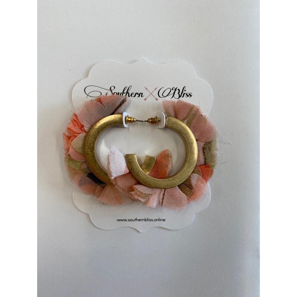 Floral Fabric Hoop Earrings