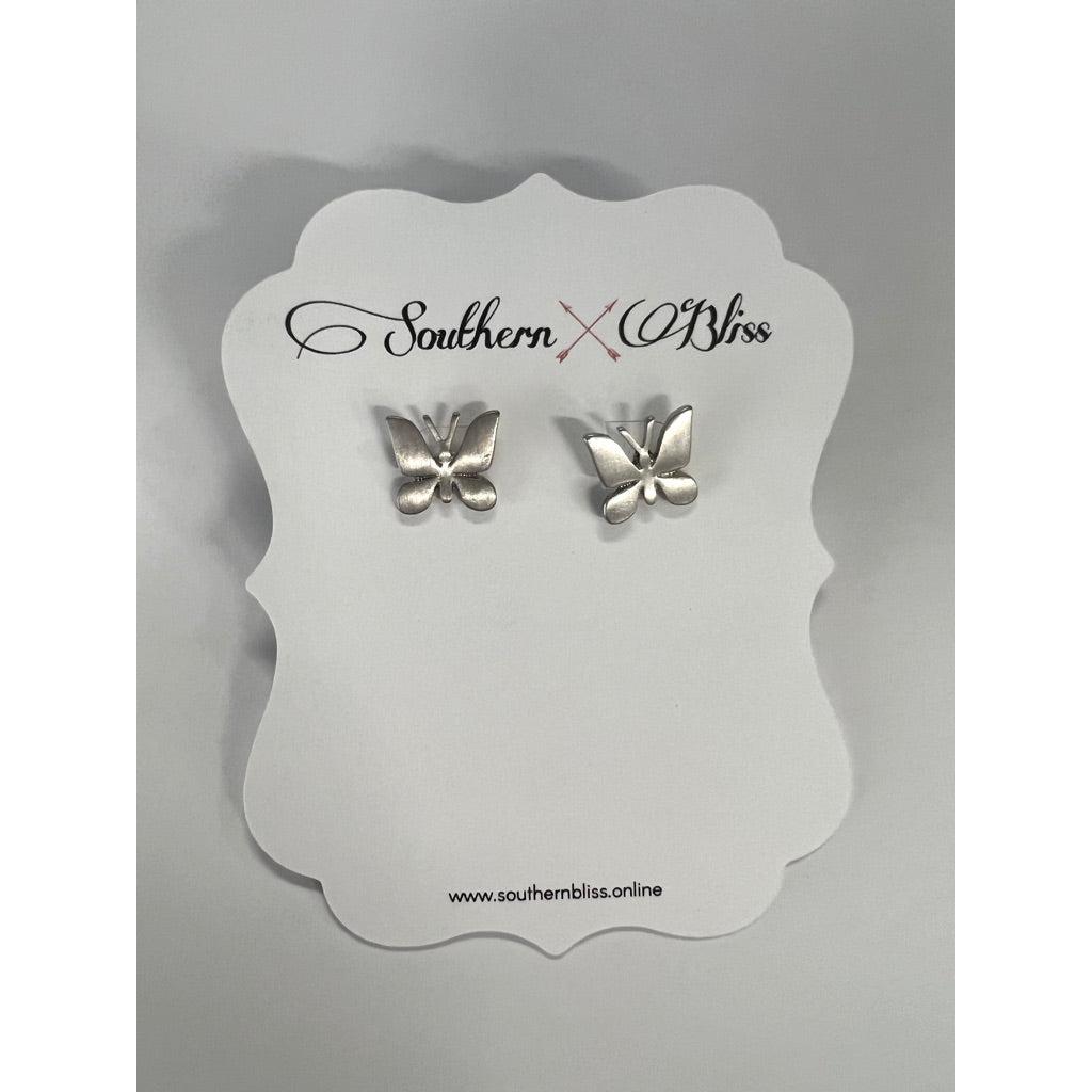 Silver Butterfly Studs