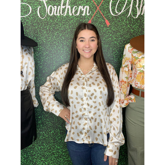 Stroke Print Button Up Top