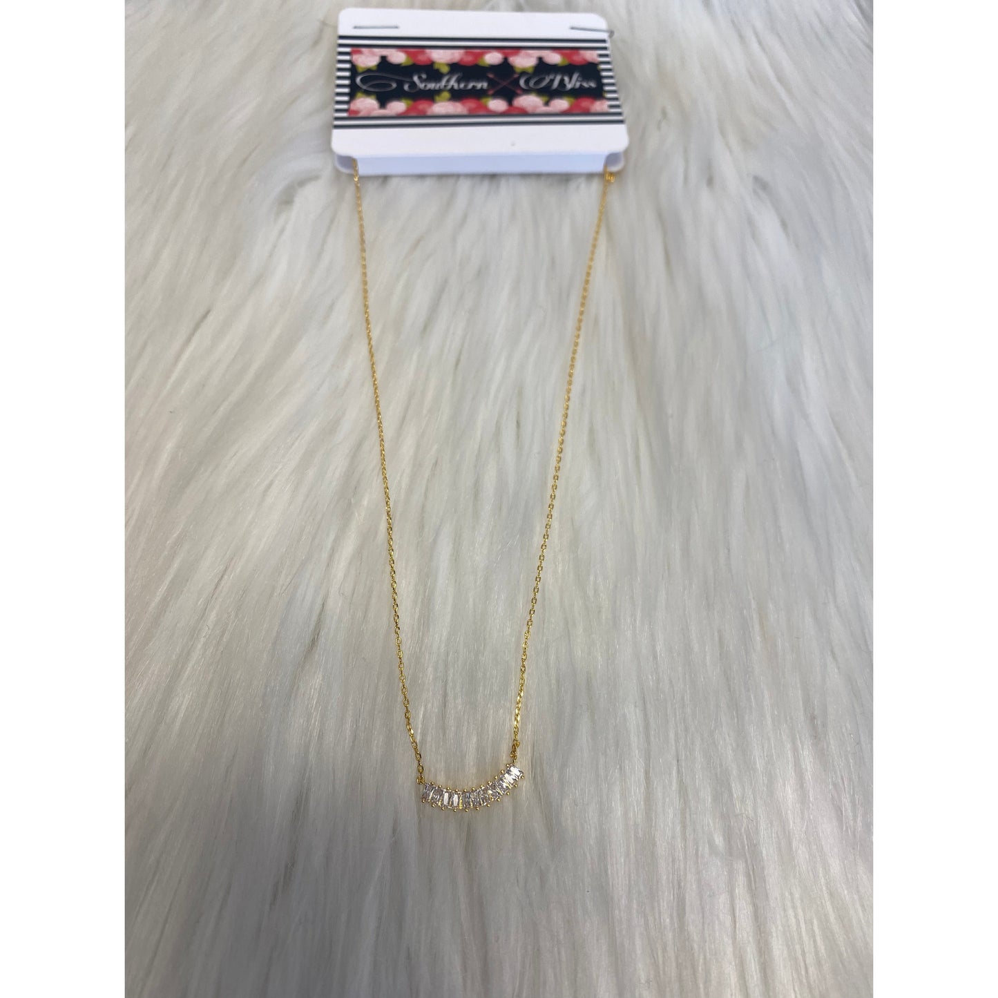Gold CZ Baguette Necklace