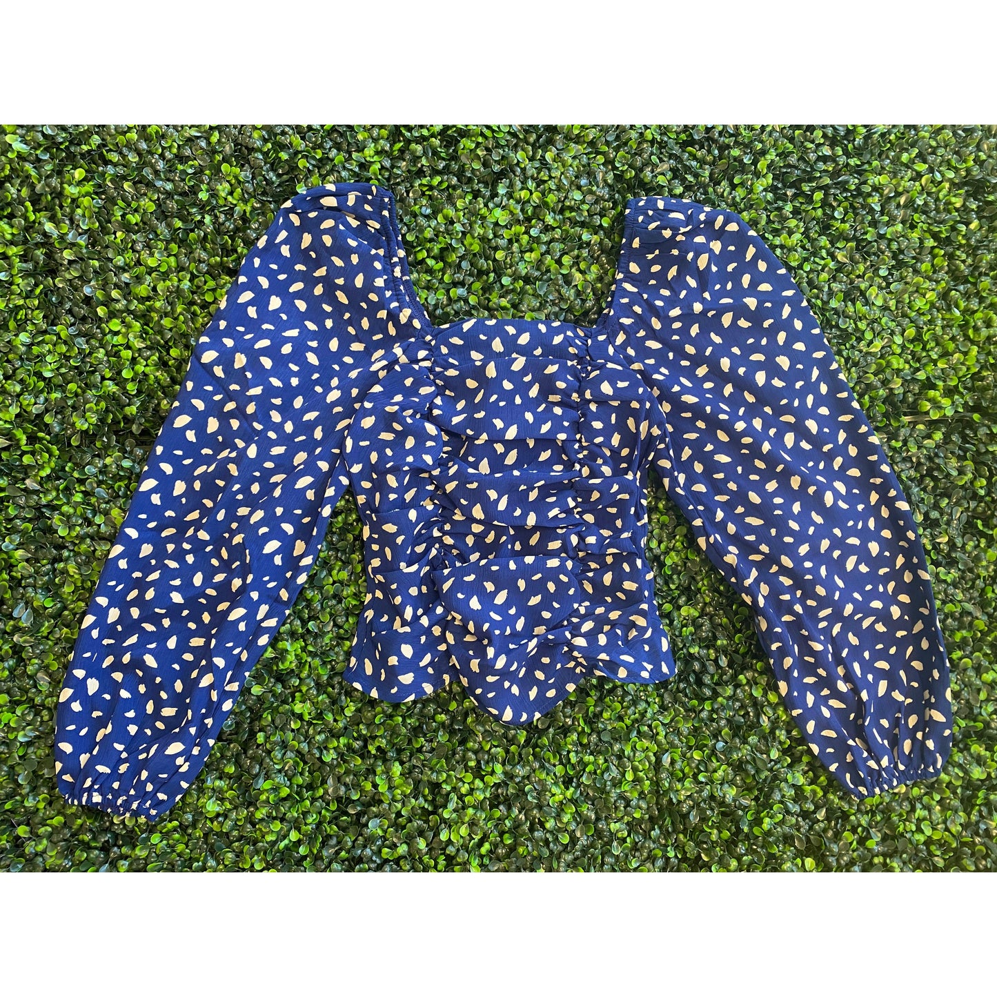 Spotted Print Ruched Top