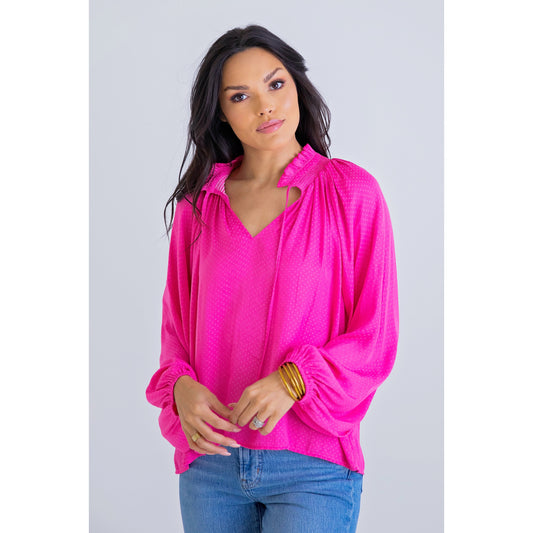 Pink Novelty V-Neck Ruffle Top