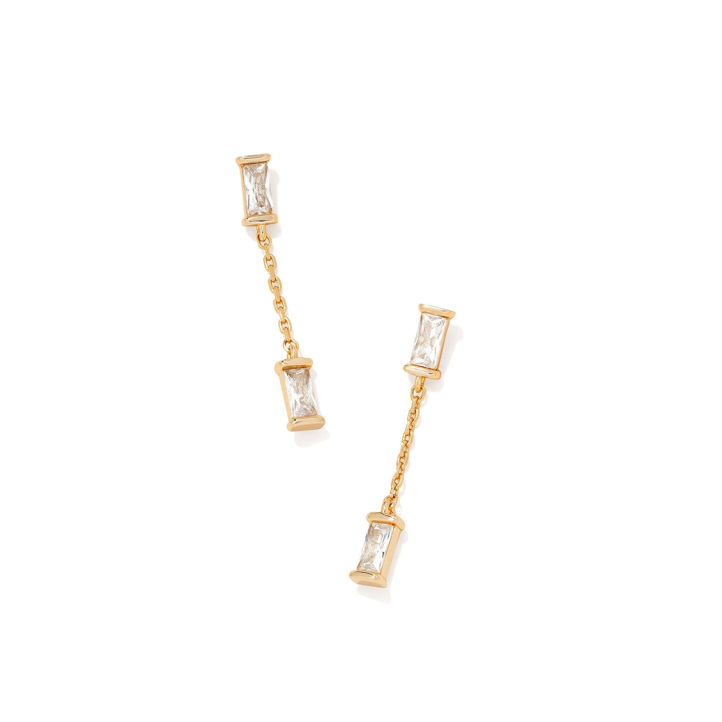 Juliette Drop Earring in Gold White Crystal
