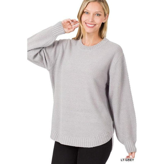 Light Grey Hi-Low Long Sleeve Top