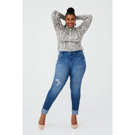 Curvy Jade Vintage Roll Cuff Skinny Jeans