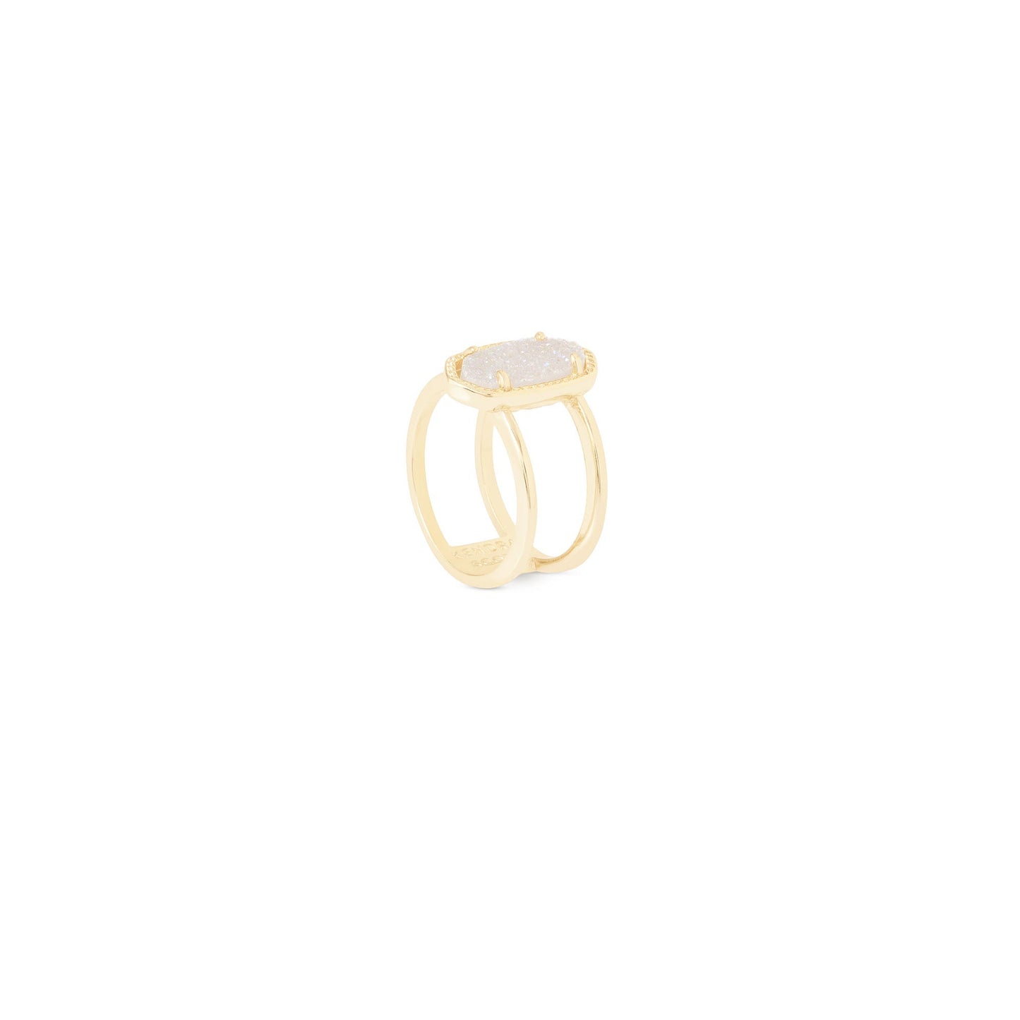 Elyse Double Band Ring Gold Iridescent Drusy