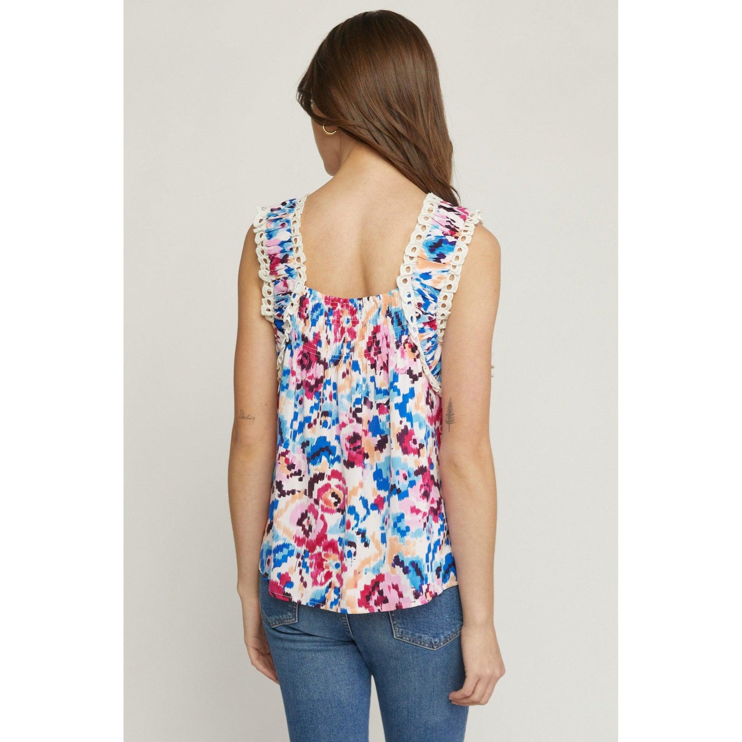 Square Neck Pattern Top