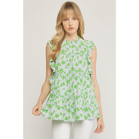 Smock Neck Print Top