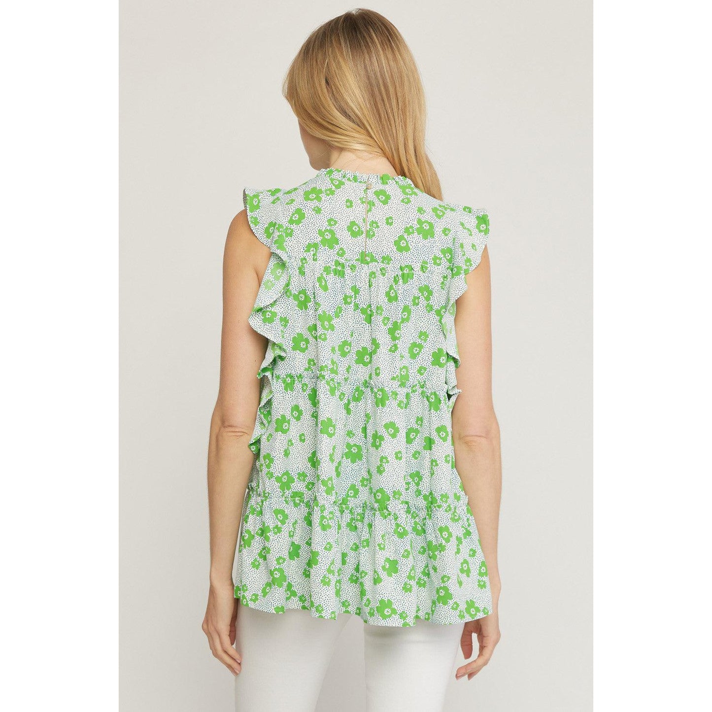 Smock Neck Print Top
