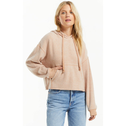 Charlie Cozy Knit Hoodie In Dusty Amber