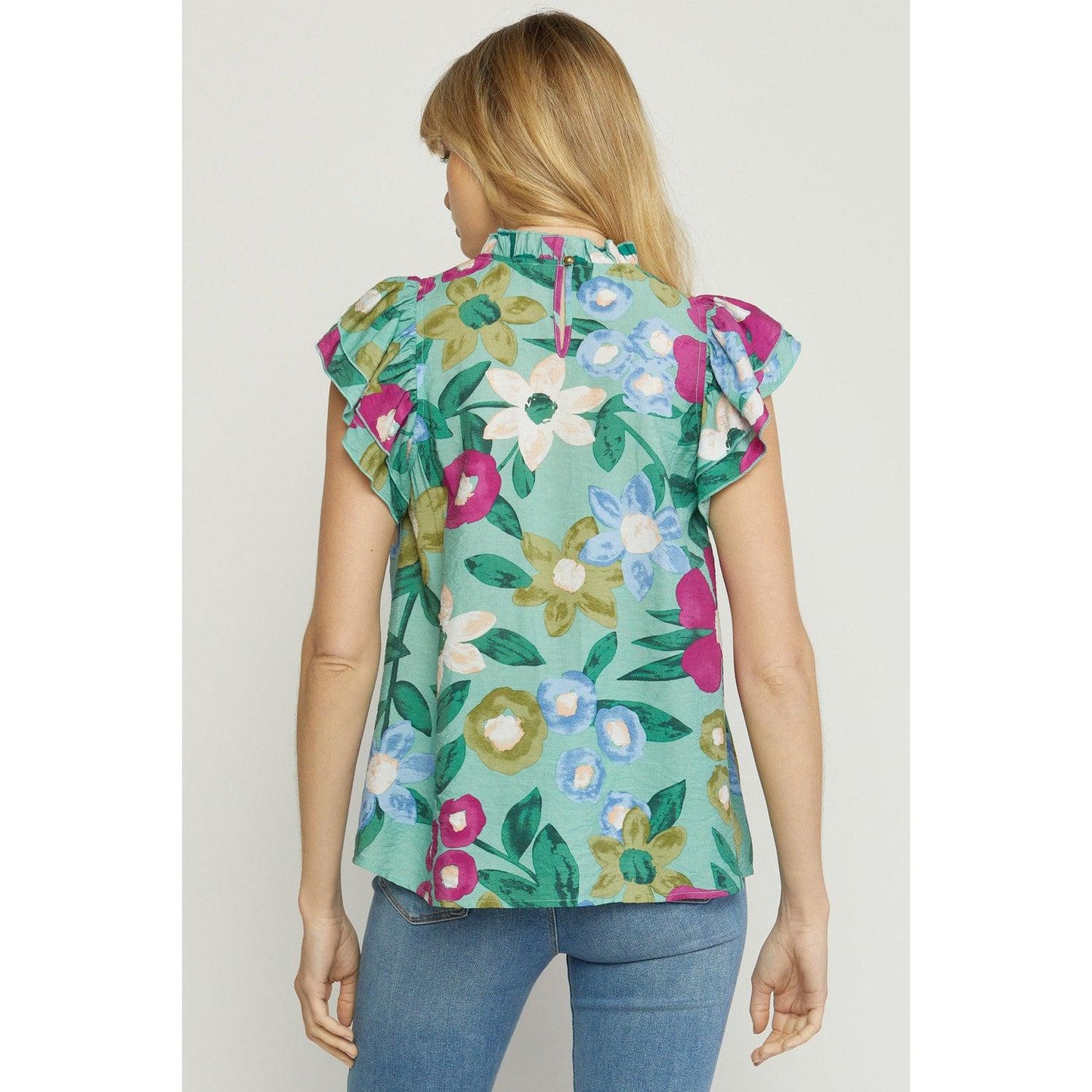Green Floral Top