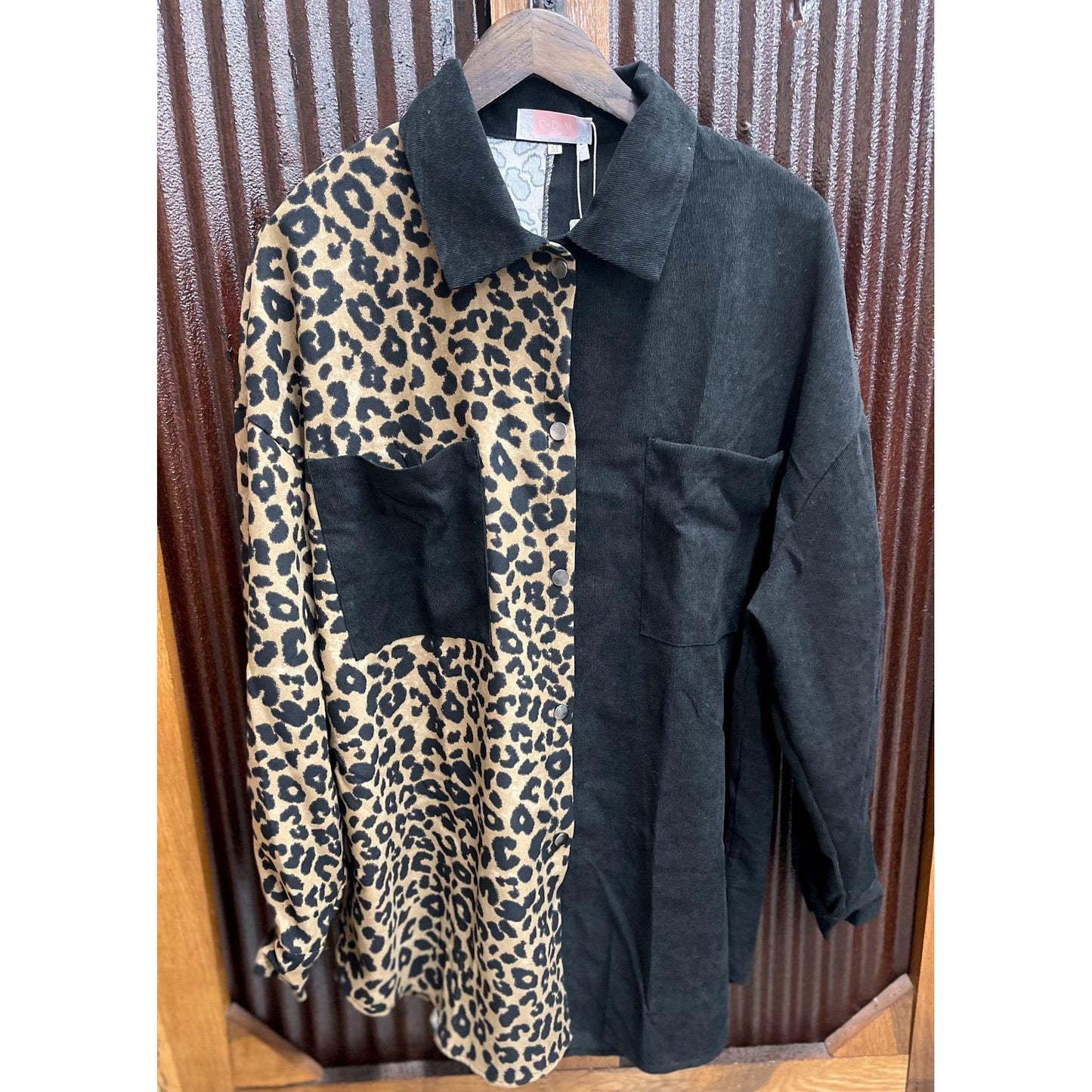 Fierce Leopard Two Tone Top