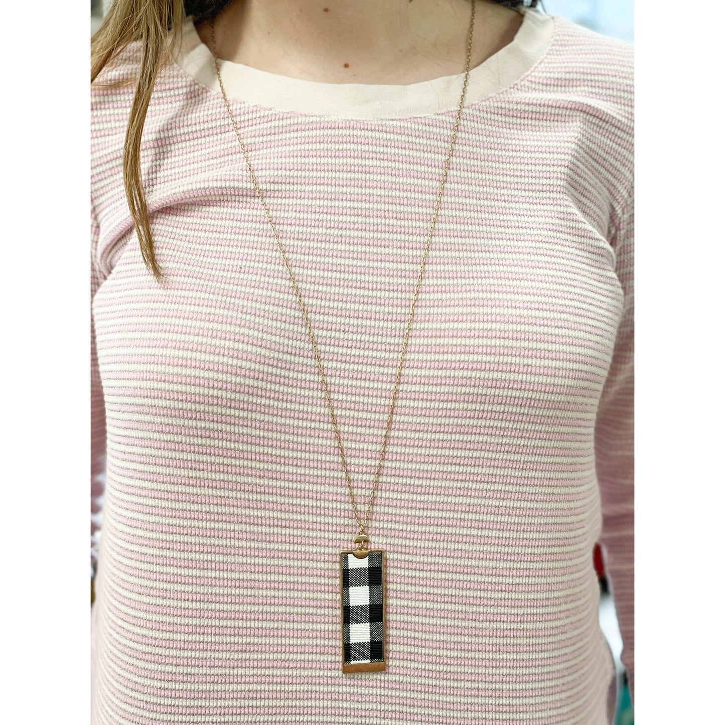 Long Buffalo Plaid Necklace