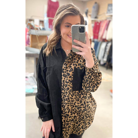 Fierce Leopard Two Tone Top