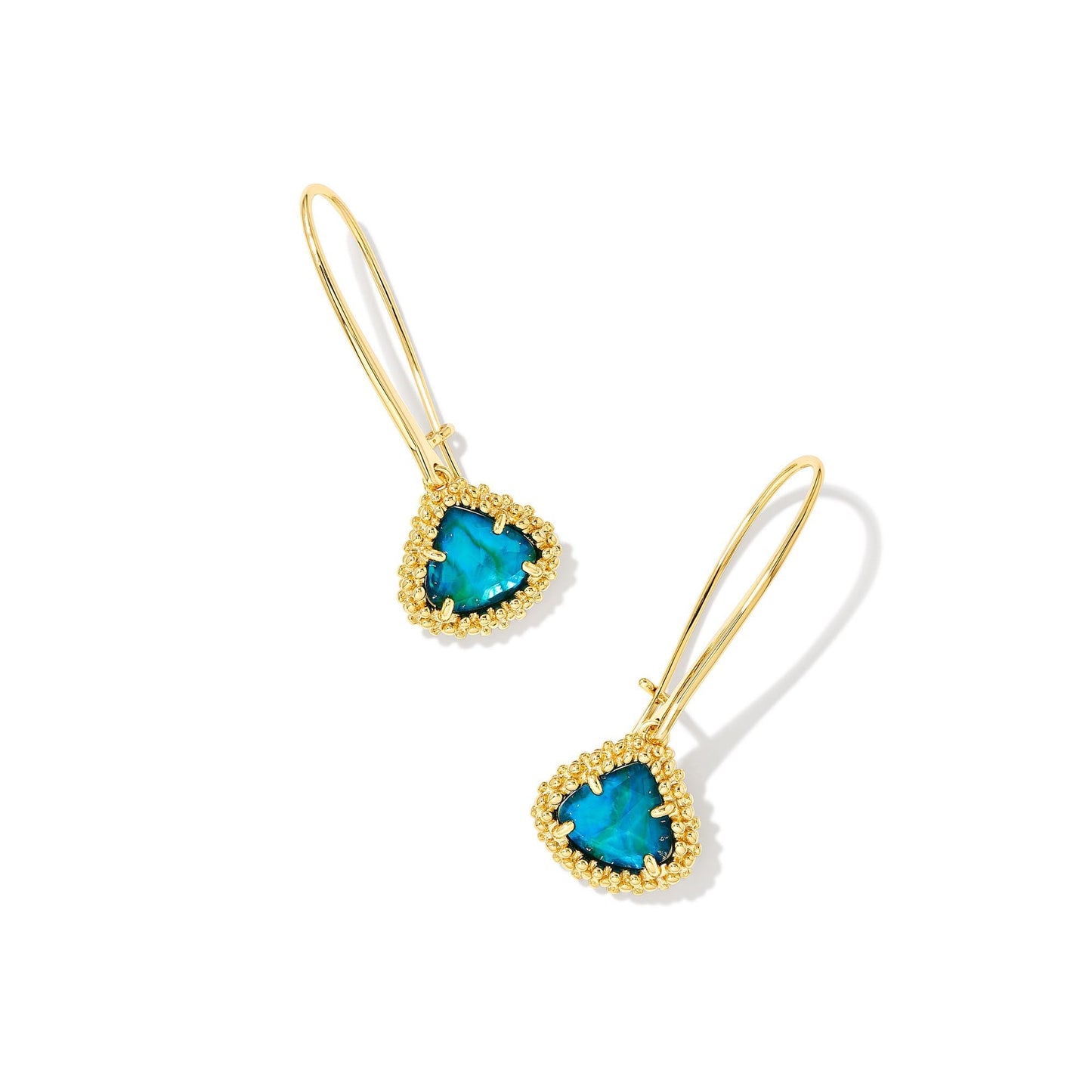 Framed Kendall Wire Drop Earring in Gold Teal