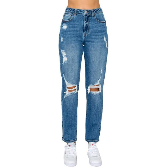 Stretch medium wash mom jean