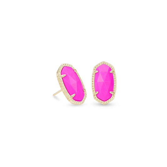Ellie Stud Earrings Gold Magenta