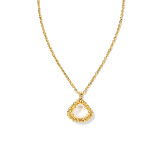 Framed Kendall Short Pendant Necklace in Gold Mother Of Pearl