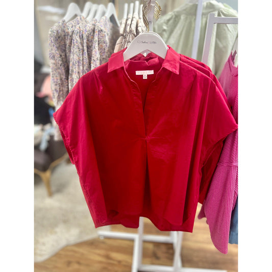 Karlie Poplin Collar Top