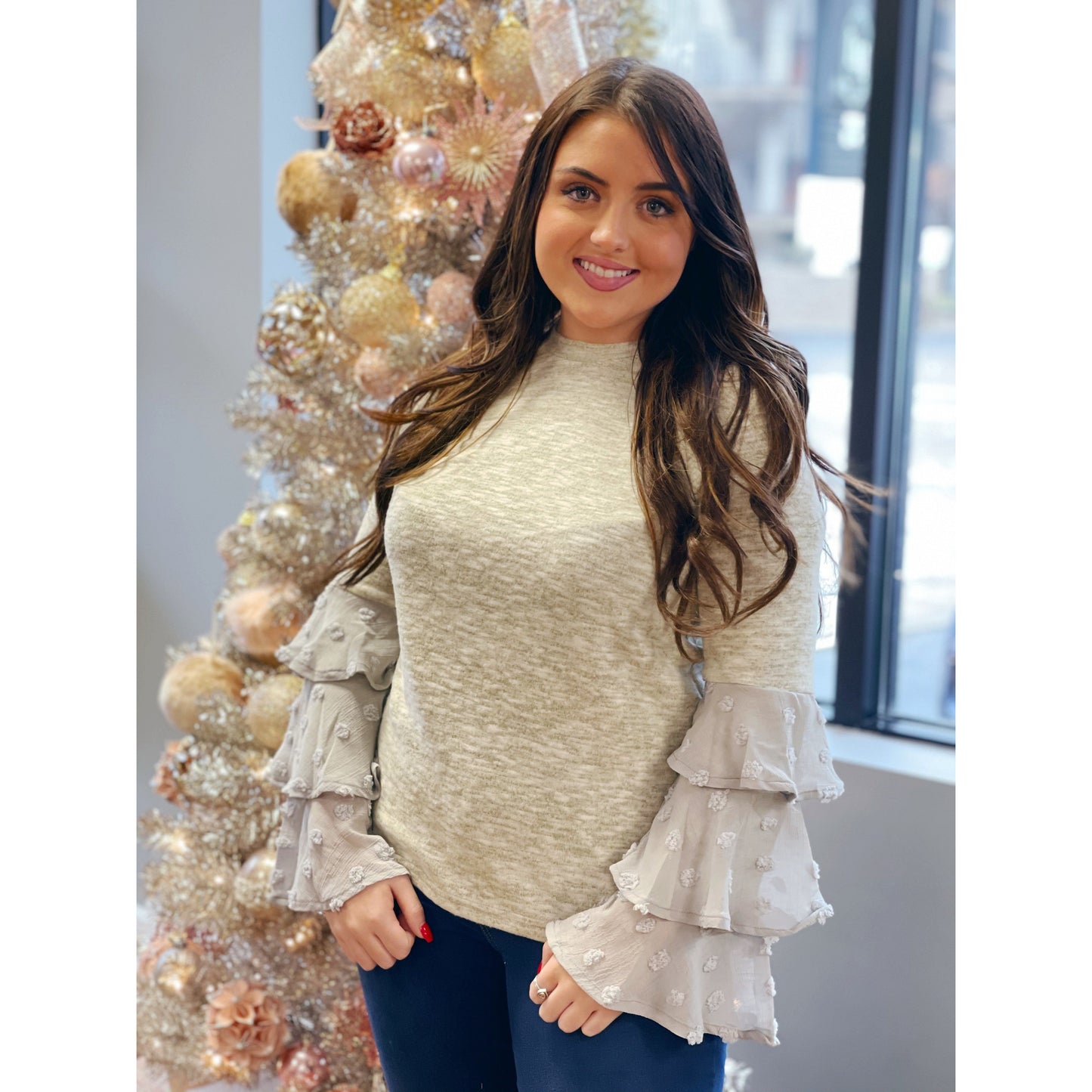 She’s So Lovely Ruffled Sleeve Top