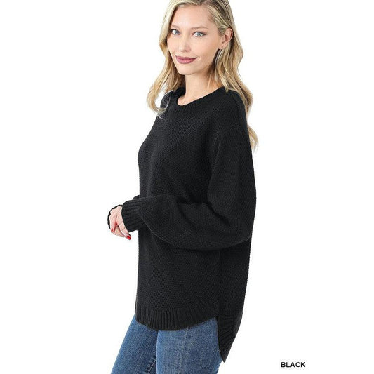 Black Hi-Low Long Sleeve Top