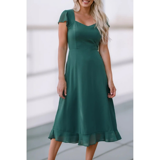 Green Open Back Midi Dress