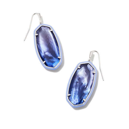 Elle Enamel Frame Drop Earrings Dark Lavender