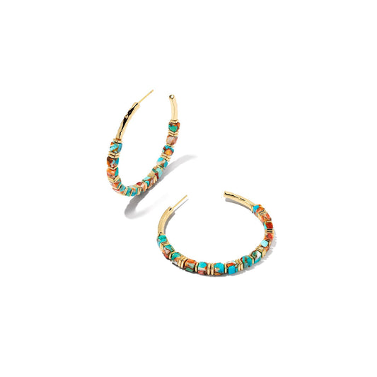 Ember Hoop Earrings in Gold Bronze Veined Turquoise Earrings