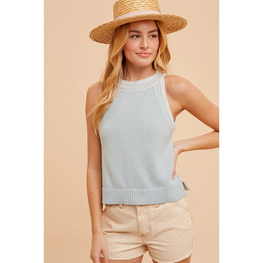 Crotchet Trim Knit Tank