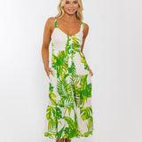 Karlie Green Palm Linen Maxi